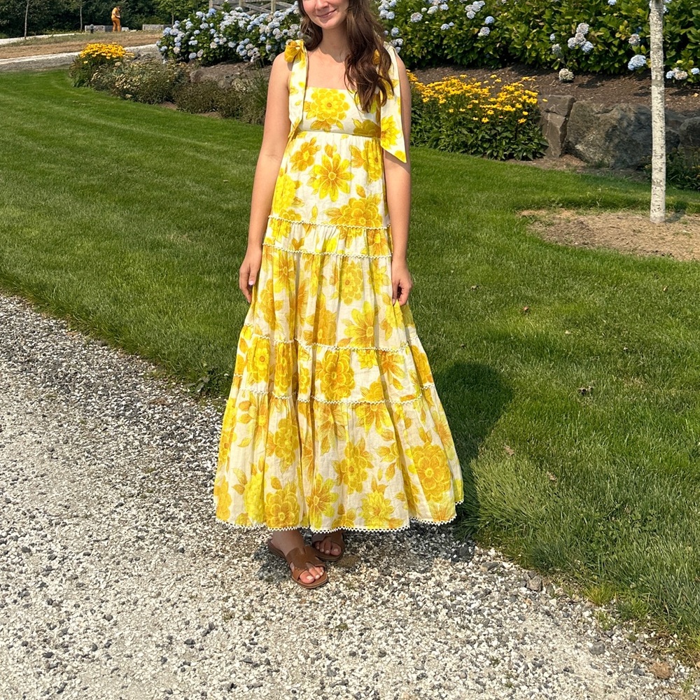 Alemais Sonny Tiered sunny floral linen dress